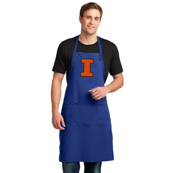 Large University of Illinois Apron for Men or Illinois Illini Aprons for Women - For Barbecue Grilling Tailgating or Kitchen