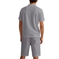 thumbnail image 5 of FRSASU Men's Cotton and Linen Polo Shirts and Shorts Set Short Sleeve 2 Piece Beach Vacation Outfits Summer Yoga Suits Gray, 5 of 9