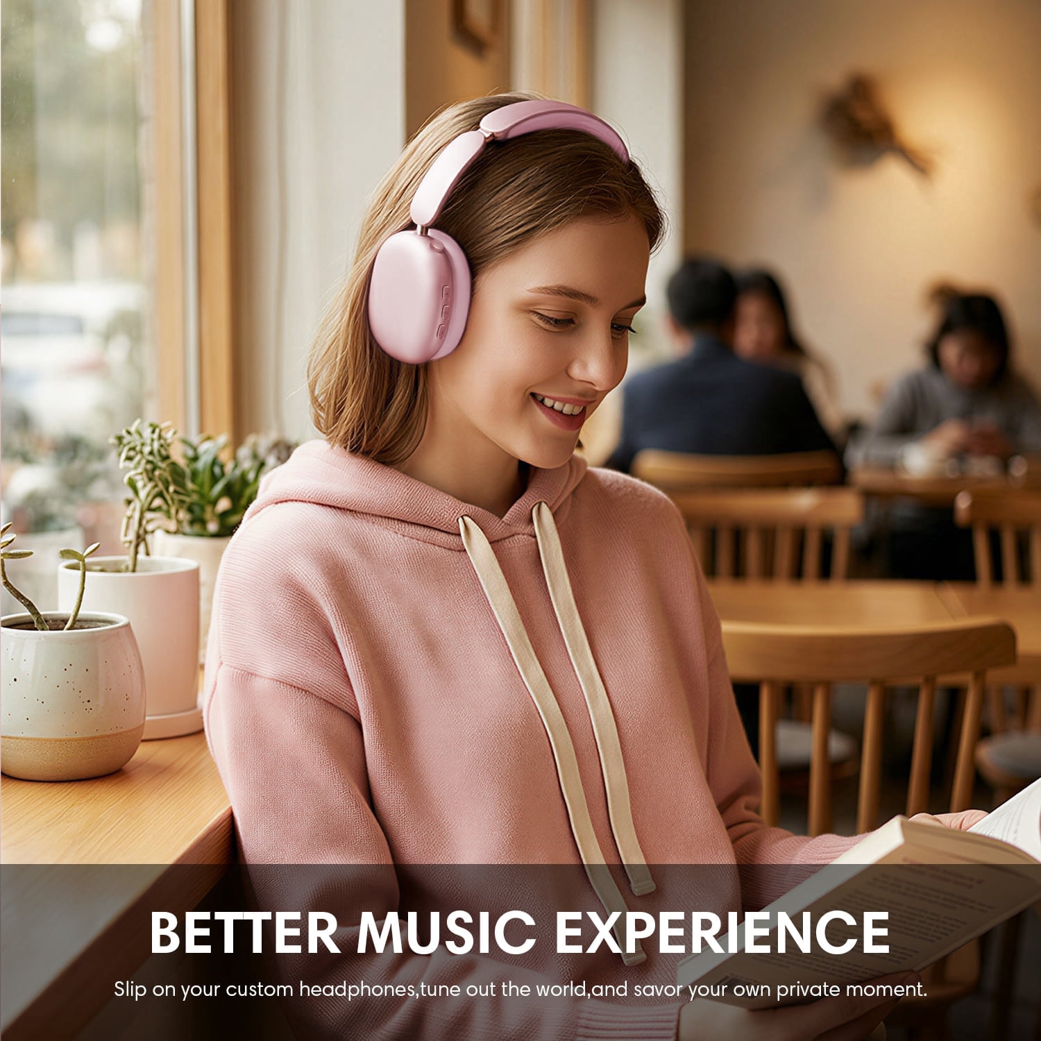 Mahipey Y02 Active Noise Cancelling Headphones,Bluetooth 5.4 Wireless Over Ear Headphones,60H Playtime,5 EQ Music Modes,Hi-Res Audio,Deep Bass,Foldable Lightweight for Travel Home Office,Pink