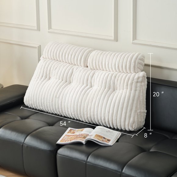 Z-Hom Almohadas de Respaldo Matrimonial con 2 Almohadas Enrollables para el Cuello, Almohadas de Cabecera de Cuña de Piel Sintética, Almohadas de Cama para Sentarse Leer con Funda Removible y