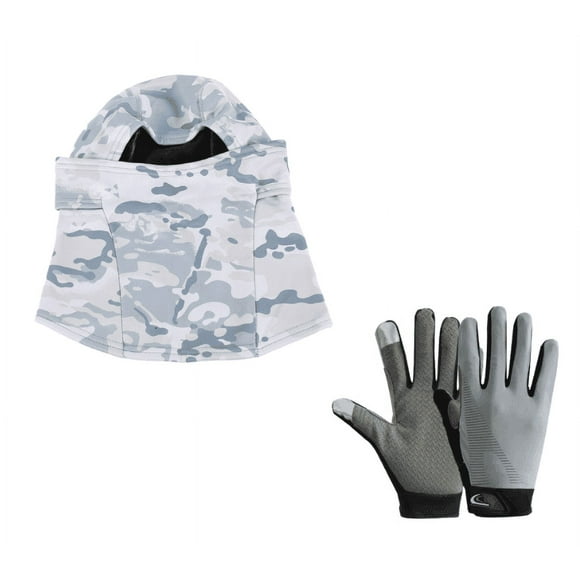 Insulated Cycling Headgear High Elasticity Fleece Thermal Full Face Ski Head Cover Protector for Outdoor+One pair of gray professional riding gloves
