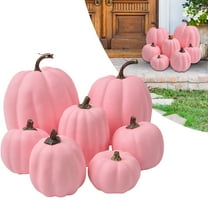 BinKFF 7 Pcs Plastic Pumpkins for Decorating - Artificial Foam Pumpkins for Fall Decor, Thanksgiving, Halloween, Wedding & Party, DIY Craft Fake Pumpkin for Table Centerpiece