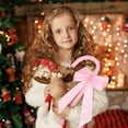 thumbnail image 5 of Christmas Candy Cane Decoration – Pink Bow Ornament for Tree, Wall or Mantel Display – Cute Holiday Décor, Plastic & Cloth, Lightweight Hanging Design, 5 of 5