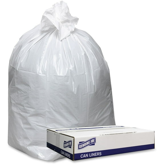 Genuine Joe, GJO3858W, Extra Heavy-duty White Trash Can Liners, 100 / Carton, White