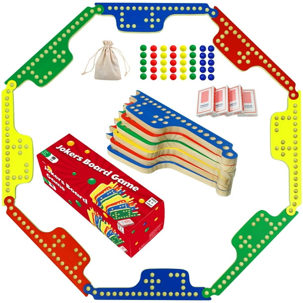 Colorful Jokers and Marbles Board Game Pegs and Jokers Card Game for 2