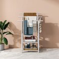 thumbnail image 4 of Towel Racks for Bathroom Metal Towel Rack Standing with Storage Shelf Bathroom Accessories Bath Towel Holder Next to Tub or Shower &Silver ( ), 4 of 8