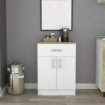 Cterwk Wood Pantry Cabinet with 2 Inner Shelves and 1 Drawer, Perfect for Kitchen, Dining Room, White   Light Brown