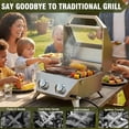thumbnail image 5 of FRIZI 2-Burner Tabletop Gas Grill with Viewing Glass Lid, 20,000 BTU Stainless Steel Portable BBQ Grill with Thermometer and Push-Button Ignition for Camping, RV, Patio, and Tailgating, 5 of 8