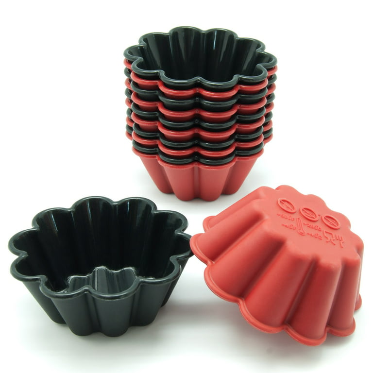 Freshware Silicone Baking Cups, Reusable Cupcake Liners Non-Stick Muffin  Cups Cake Molds Cupcake Holder in 6 Red and Black Colors, Standard Round 