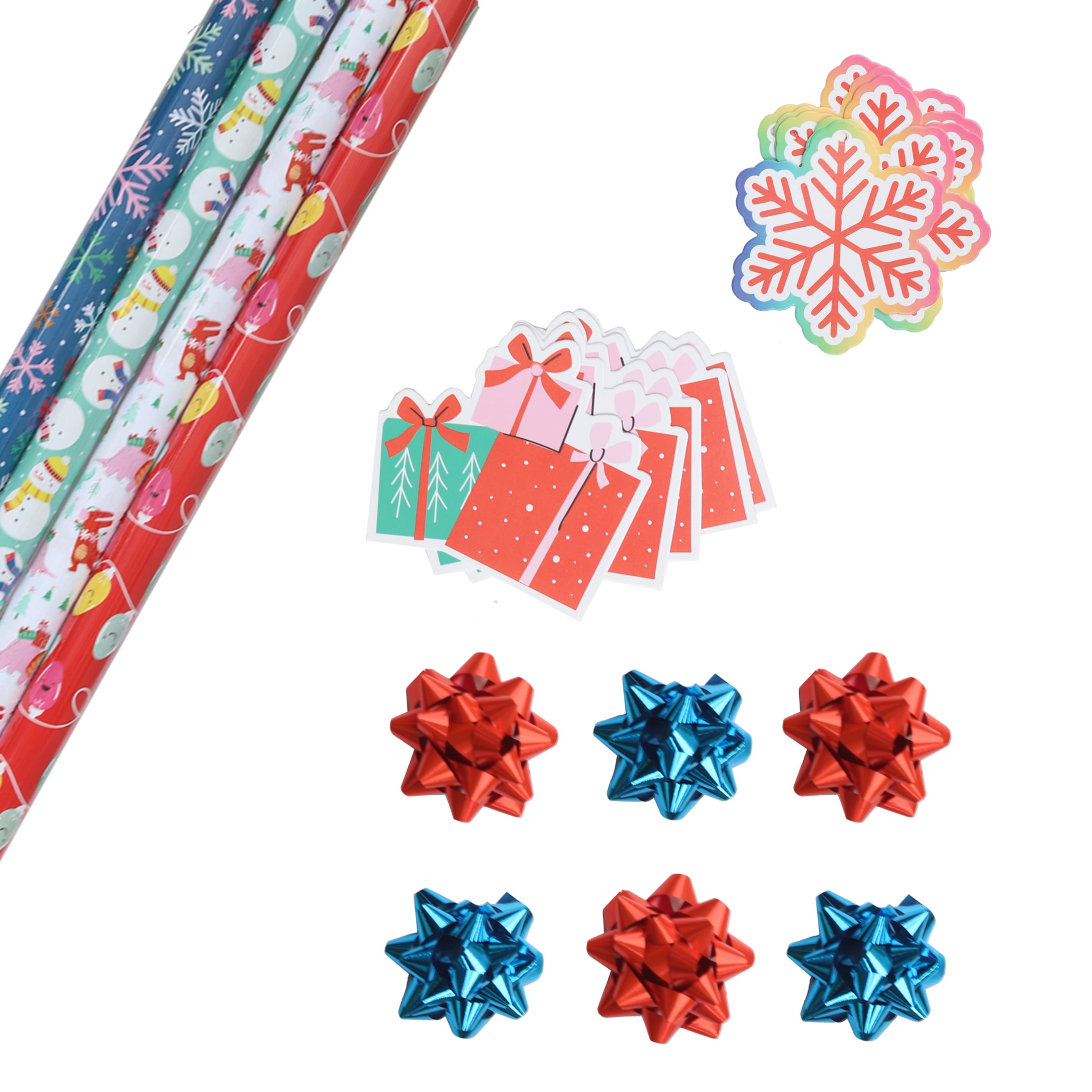 Kit de papier cadeau de Noël multicolore Holiday Time, 20 pièces, 80 pieds carrés