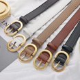thumbnail image 3 of Women'S Belt Trend Gold Oval Buckle Belt Casual Versatile Belt Pu Belt Cheap Belt Pair with Jeans, Gift for Mother or Girlfriend (WHITE,105cm), 3 of 7