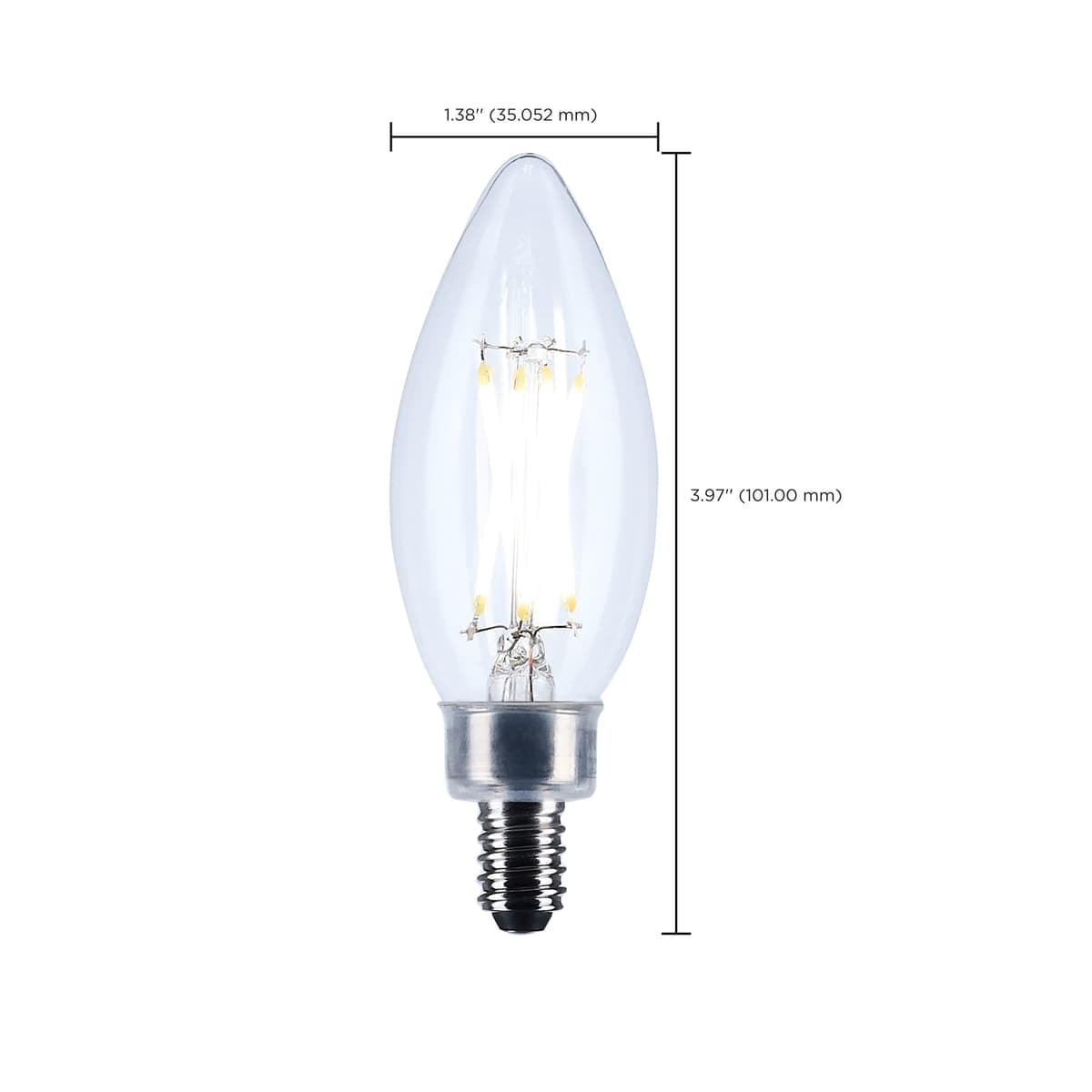 Satco S12495 LED Filament B11 Candle Light Bulbs 5.5W 120V 5000K E12 Candelabra Base Dimmable WET Location (10 Pack)