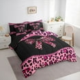 thumbnail image 4 of Homewish Cheetah Leopard Print Bedding Comforter Set 7pcs, Chic Black Pink Ribbon King Bedding Sets, Fashion Princess Style Reversible Bed Sheets, Super Cozy Room Decor, 4 of 8