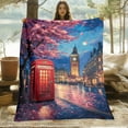 thumbnail image 3 of 1pc London Red Phone Booth & Big Ben Floral Landscape HD Printed Flannel Blanket - Soft Warm All-Season Outdoor Indoor Throw for Camping, Sofa, Bed - Machine Washable Gift for Family Friends, 3 of 14
