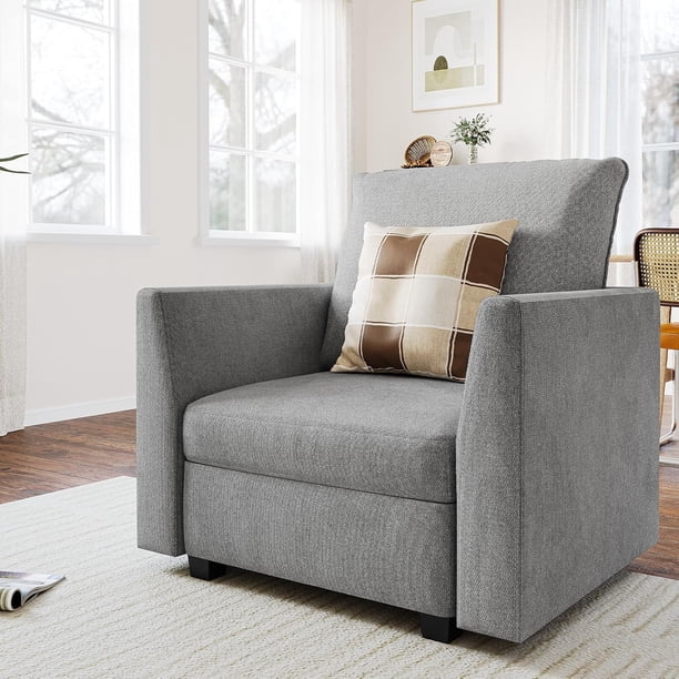 Moderno gris accent chair con hidden almacenamiento: oversized forrado armchair, detachable armrests, cozy reading chair para sala de estar o dormitorio