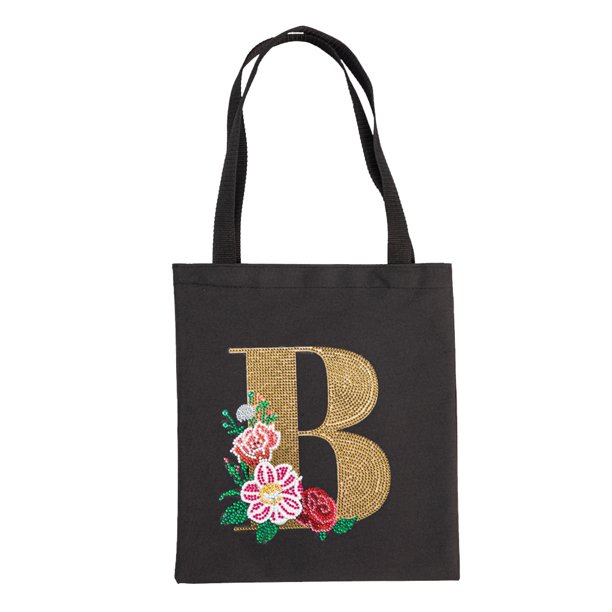 Cuadros Decorativos Bolso de compras de lino con pintura de diamantes para bricolaje moda portátil para el trabajo (B) Likrtyny embutido en tela
