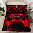 thumbnail image 2 of jejeloiu Red Game Console Queen Sheet Sets,Kids Gamepad Controller Flat Sheet,3D Video Games Queen Fitted Sheet For Teens,Luxury Bedroom Decor,4pcs, 2 of 7