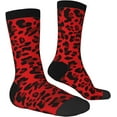 thumbnail image 3 of N/A Red Leopard Pattern Print Adult Athletic Crew Socks Men Women Long 7-8.3 In 18-21cm, 3 of 8