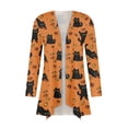 thumbnail image 4 of Women's Halloween Pumpkin Cat Print Knitting Cardigan Long Sleeve Open Front Knitted Sweater Outwear Coat Tops, 4 of 6