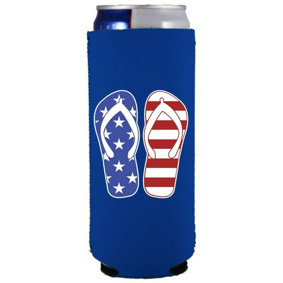 Flip Flop Stars and Stripes USA Slim Can Coolie (Royal Blue)