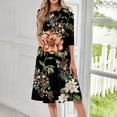 thumbnail image 2 of FrzhBrz Long Sleeve Dresses for Women 2025 Casual Cute Midi Dress Round Neck Cute Printed Loose Fit Midi Dress, 2 of 5