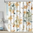 thumbnail image 4 of Oioii Fall Shower Curtain Maple Leaves Pumpkin Bathroom Shower Curtain Autumn Thanksgiving Waterproof Fabric Shower Curtains Bathtub Decor 59.06x70.8in, 4 of 6