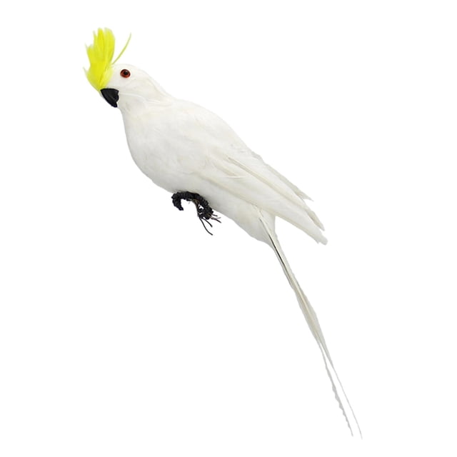 Fake Macaw Artificial Birds Model Sculpture Feather Parrot Macaw Artificial Bird White