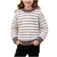 thumbnail image 2 of Spazoro Girls Striped Pullover Sweater Ribbed Cuffs, Loose Long Sleeve Round Neck Warm Casual Knit Jumper for Daily Wear Gray Size 9Months, 2 of 8