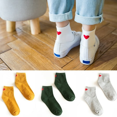 

Women s Girls Harajuku Sweet Love Heart Pattern Cotton Breathable Long Socks