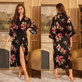 thumbnail image 5 of AMITOFO Long Silky Kimono Robes for Women Lightweight Silky Satin Floral Bathrobe Soft Cozy Ladies Housecoat Loungewear, 5 of 8