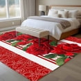 thumbnail image 4 of Red Roses Area Rugs 8'x10', Small Throw Rugs for Living Room Patio, Valentine's Day Romantic Flowers Green Leaf Stripes Indoor Outdoor Rug Non-Slip Low Pile Carpet Runner Reversible Floor Mats, 4 of 8