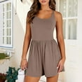 thumbnail image 2 of aidice Summer Womens Jumpsuits Slim Scoop Neck Sleeveless Solid Color Ruched Casual Loose Shorts Romper, 2 of 9