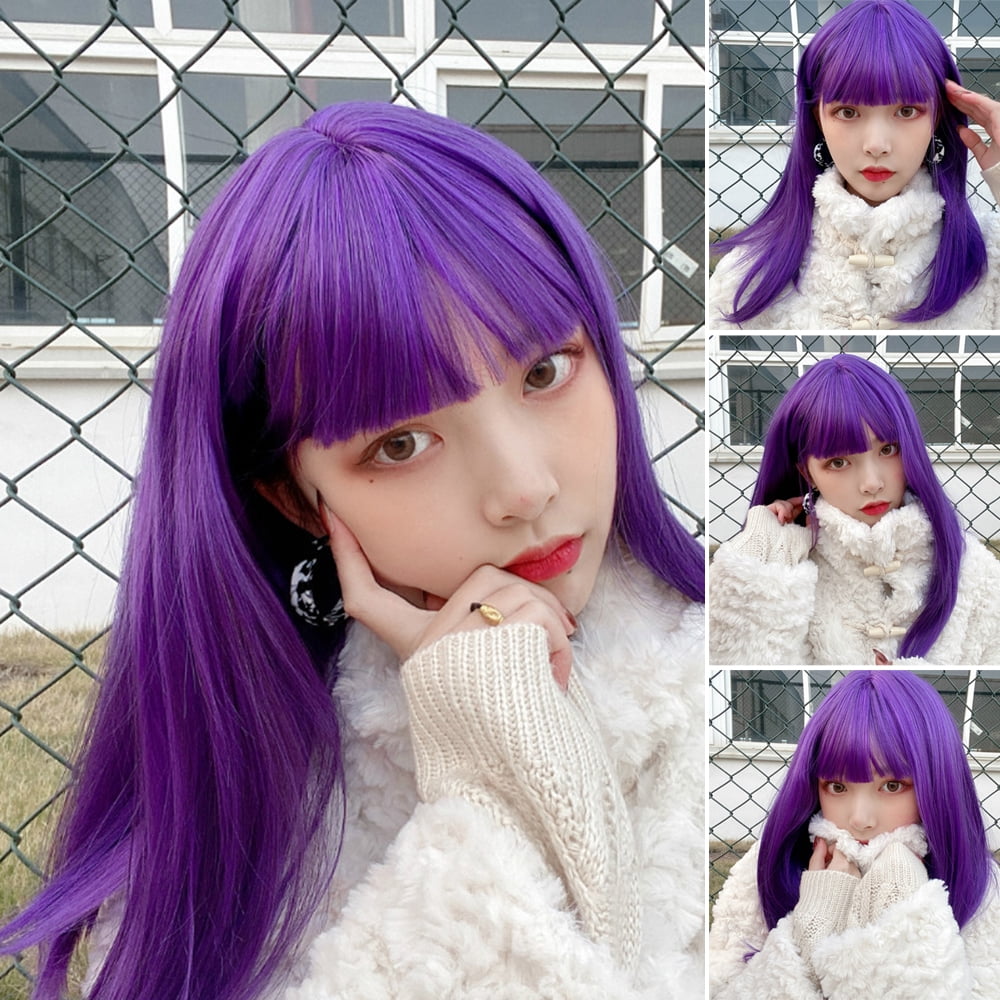 Women's Long Straight Wig Fashion Hair Extensions for Masquerade 50cm  Purple - Walmart.com