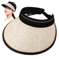thumbnail image 1 of Sol Gat de visera Sombrero de playa plegable Bordeo ancho Sombrero Sports Sol Gat de la cola del sol Sombrero de paja de verano, 1 of 5