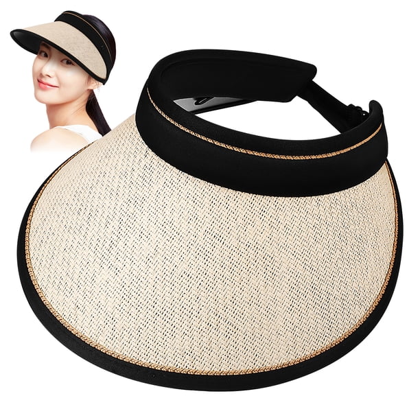 Sol Gat de visera Sombrero de playa plegable Bordeo ancho Sombrero Sports Sol Gat de la cola del sol Sombrero de paja de verano
