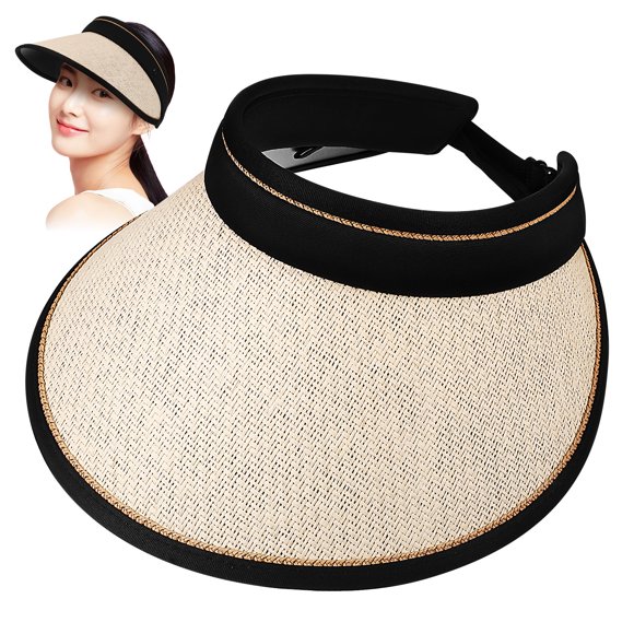 Sol Gat de visera Sombrero de playa plegable Bordeo ancho Sombrero Sports Sol Gat de la cola del sol Sombrero de paja de verano