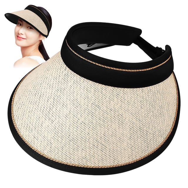 Sol Gat de visera Sombrero de playa plegable Bordeo ancho Sombrero Sports Sol Gat de la cola del sol Sombrero de paja de verano