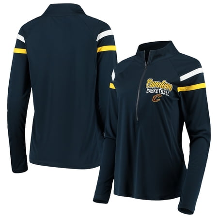 Women s 5th & Ocean by New Era Navy Cleveland Cavaliers Pullover Half-Zip Thumb Holes Jacket