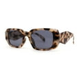 thumbnail image 3 of Unique Diamond Bevel Cut Mod Rectangle Plastic Sunglasses Beige Tortoise Black, 3 of 4