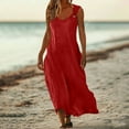 thumbnail image 4 of Ygbgbb Women's Summer Solid Color Dresses Flowy Spaghetti Strap Maxi Dress Loose Fit Beach Vacation Dress Trendy 2026 Outfits Red L, 4 of 8