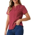 thumbnail image 1 of Blusa de puntos impresa de manga corta con cuello en V para mujeres INSPIRE CHIC, top para el trabajo, talla XS, roja, 1 of 6