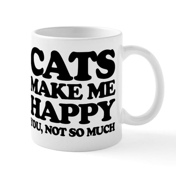 CafePress - Cats Make Me Happy Mugs - 11 oz Ceramic Mug - Novelty Coffee Tea Cup