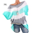 thumbnail image 1 of T-Shirt Femme une Épaule Chemise Courte Manches Courtes Haut Rayé Blouse Imprimée, Vert, 3TG, 1 of 4