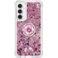 thumbnail image 3 of Slim Fit Case for Samsung Galaxy S23 FE,Soft Silicone TPU Glitter Liquid Quicksand Effect Ring Kickstand Case,Screen and Camera Protection Cover for S23 FE,WTZH Rose Gold, 3 of 7