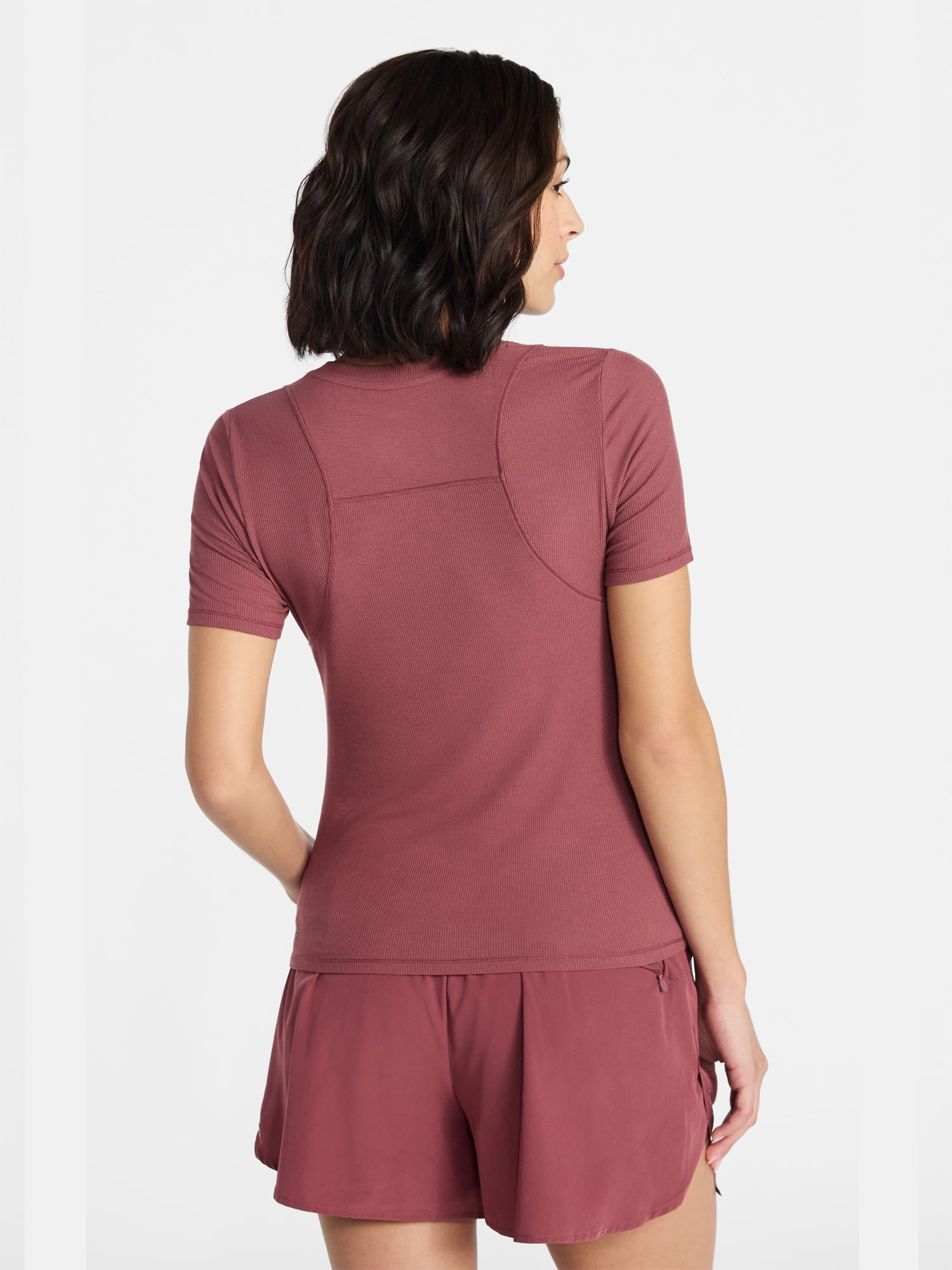 Avia Women's Ribbed T-Shirt with Short Sleeves, Sizes XS-XXXL