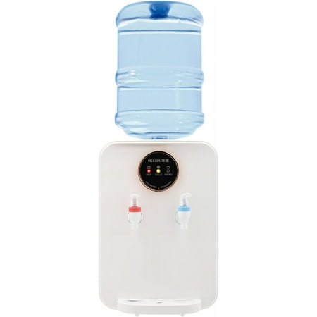 Hot and Cold Water Dispenser, Countertop Water Cooler Dispenser 5 Gallon, Top Loading Water Dispenser for Home Office Coffee Tea Bar Dorm (White)