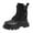 Black, variant on Boys Girls Fashion Combat Boots Leather Waterproof Lace up Short Riding Booties Zipper Fall Winter Boots