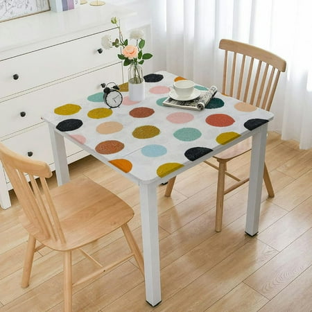 

FACANNAP Polka Dots Square Tablecloth 100% Polyester Fiber Dining Table Cover Oil Resistant Wrinkle Resistant 46*46