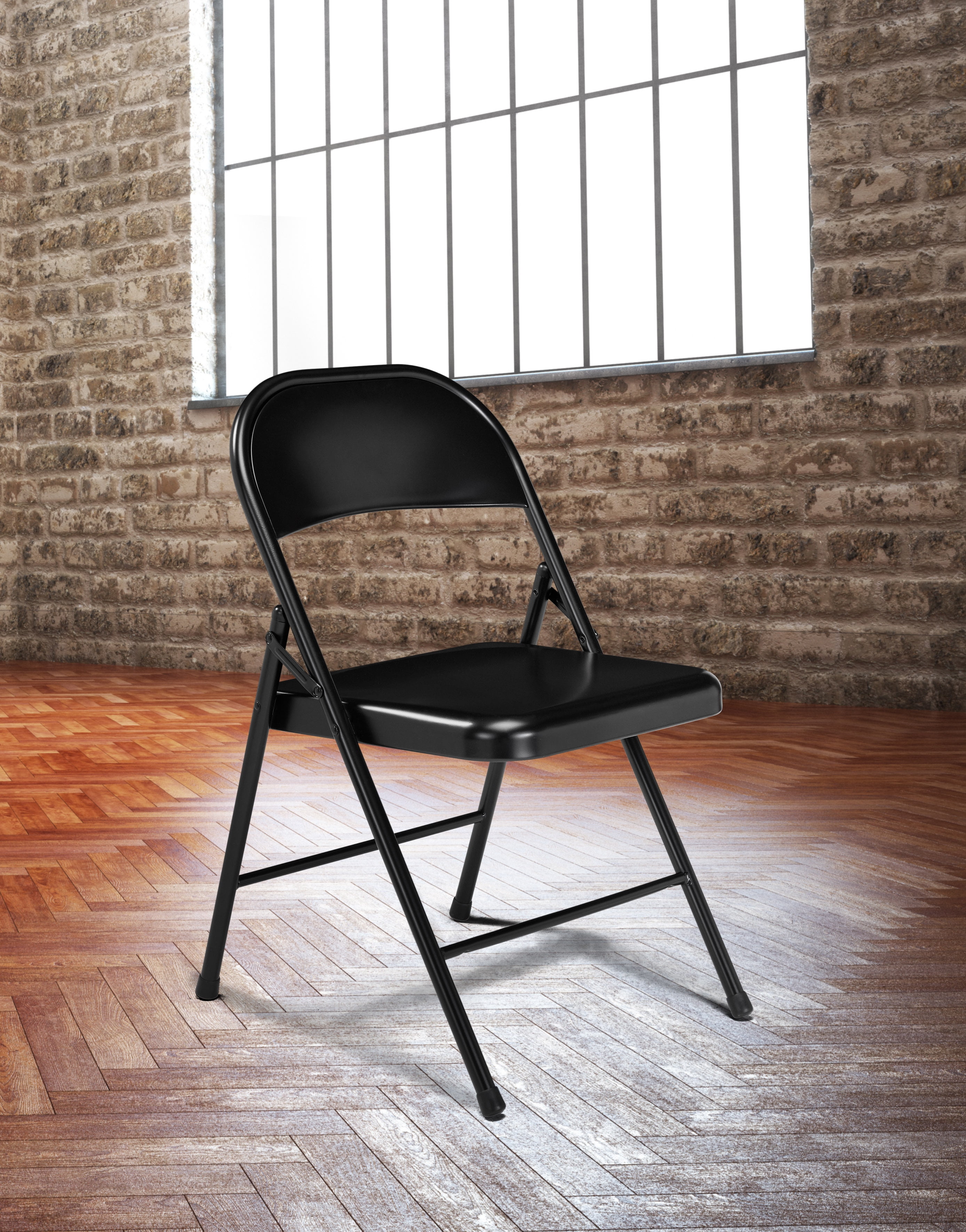 (Pack of 4) Commercialine® 900 Series All-Steel Folding Chair, Black