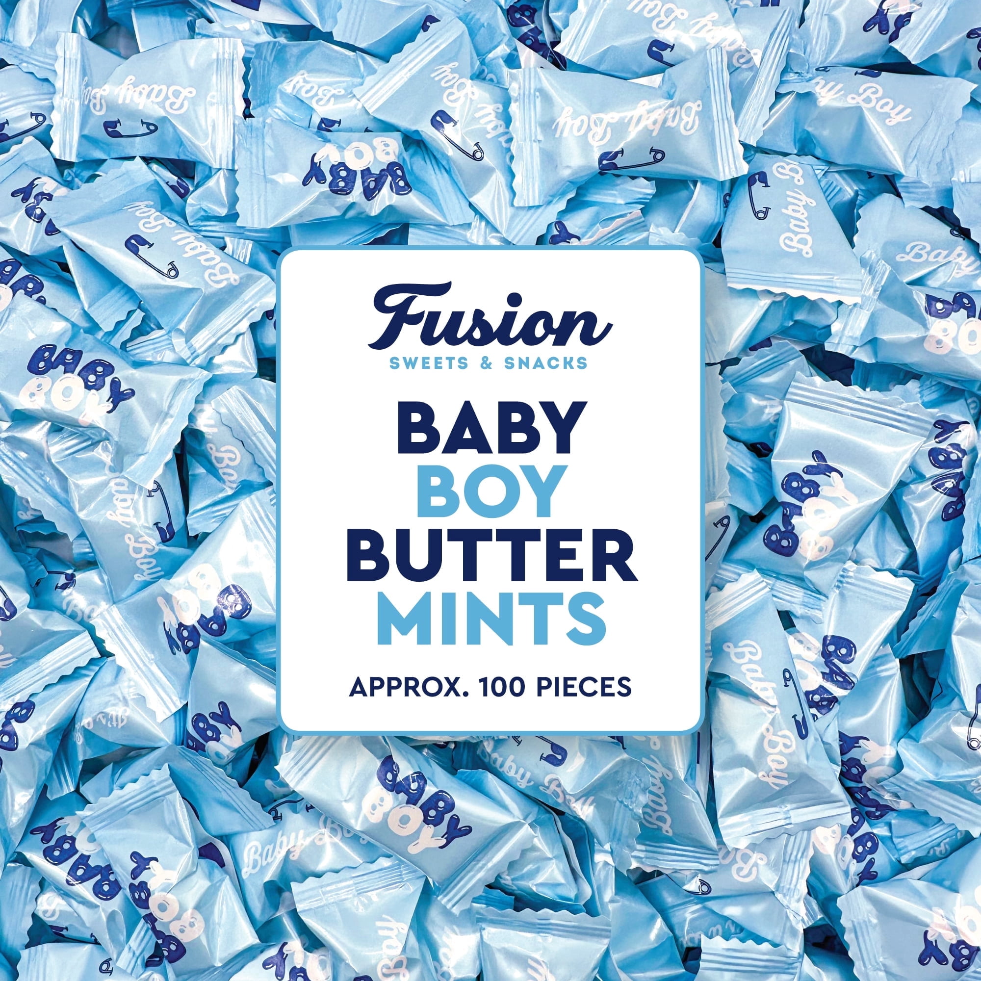 Baby Boy Buttermints - About 100 Count - Baby Shower Blue Butter Mints Individually Wrapped - Baby Shower Candy - Perfect For Gender Reveal Parties, Hospital Goodie Bags, Welcome Baby Parties